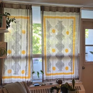 One set (2 Panels) Anthropologie Blockprint Curtains 50”W x 63”H